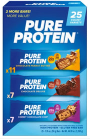 Pure Proteins Bars, Nutrient Rich Snacks with High Protein for Energy Support, Minimal Sugar, Gluten-Free, Variety Pack (In NEYUM Packaging) (25 Pack)