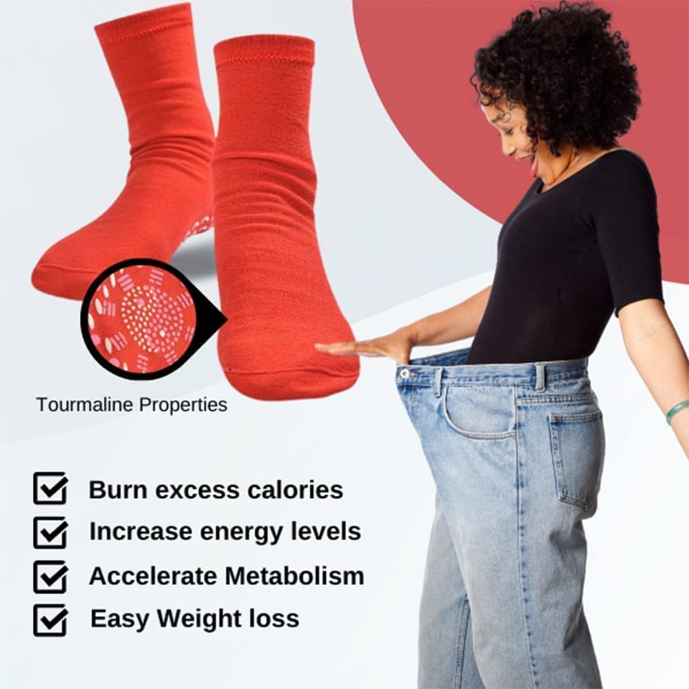 3 Pair AFIZ Tourmaline Slimming Health Sock Veinesheal Thermotherapeutic Sock Soothingfeet Thermotherapeutic Socks Veinesheal Self-Heating Socks for Women Men (Black)