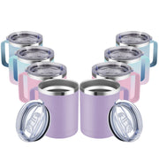 MEWAY 12oz Coffee Mug With Handle and Sliding Lid,Stainless Steel Travel Tumbler Cup with Handle,Double Wall Vacuum Insulated Camping Cup for Hot & Cold Drinks Tea (Purple,Set of 1)