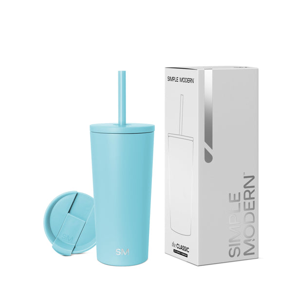 Simple Modern Insulated Tumbler with Lid and Straw | Iced Coffee Cup Reusable Stainless Steel Water Bottle Travel Mug | Gifts for Women Men Her Him | Classic Collection | 24oz | Midnight Black