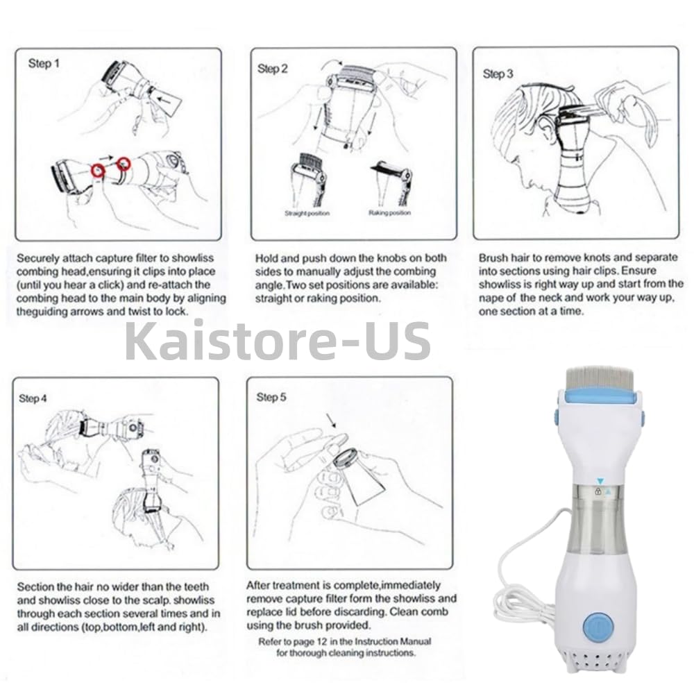 Electric Lice Vacuum Comb for Hair Treatment and Removal - Hair Cleaner (UK, 1PCS)