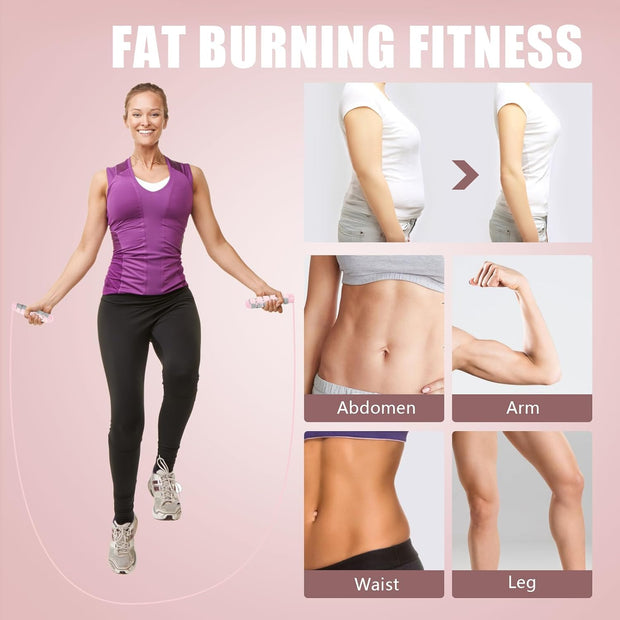 Jump Rope for Women & Men Adjustable Length Cotton Skipping Rope for Adults & Kids Workout Equipment for Weight Loss, Cardio, Boxing & Fitness Suitable for Home, Gym & School Use