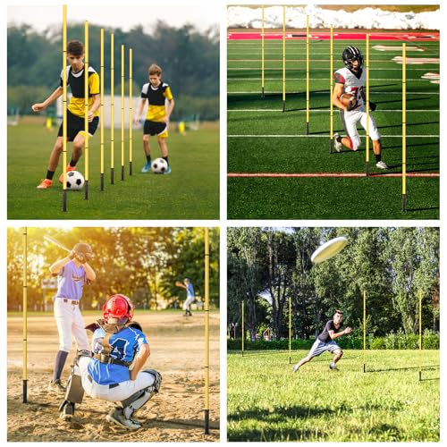 Soccer Agility Training Equipment: 6 Soccer Agility Poles, 20ft Agility Ladder, 10 Soccer Cones, 1 Jump Rope. Soccer Training Poles for Speed Training, Agility Training