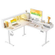 Agilestic L Shaped Standing Desk 63 x 55 inch Adjustable Height, Electric Corner Standing Desk, Sit Stand Computer Table with Splice Board, Rustic Brown