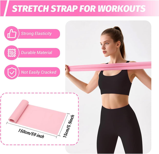 Pilates Ring Kit for Home Workouts, Pilates Equipment Essentials Kit with Magic Circle, Yoga Ring, Resistance Band, Ball, Accessories, Pilates Sets for Women as Fitness Gift (Pink)