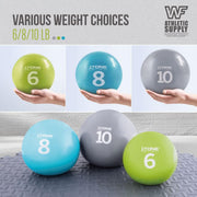 WF Athletic Supply Weighted Toning Ball, Soft Weighted Exercise Ball, Soft Medicine Balls for Exercise, Yoga, Pilates & Physical Therapy, 6, 8, 10 LB, Option Available in Single, Pair & Set with Rack