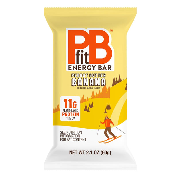 PBfit Peanut Butter Banana Energy Bars, 11g Protein, 5g Fiber, Gluten Free, Vegan, Plant-Based, Non-GMO, 2.1 Oz (Pack of 12)