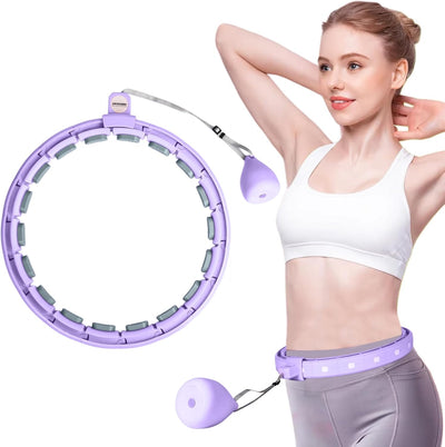 Smart Silent Weighted Hula Circle for Adults - Adjustable 30-50 Inch Exercise Hoop for Women's Weight Loss & Workout - Detachable Fitness Ring with Massage Balls, Belly Fat Burner Equipment