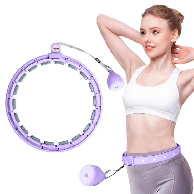 Smart Silent Weighted Hula Circle for Adults - Adjustable 30-50 Inch Exercise Hoop for Women's Weight Loss & Workout - Detachable Fitness Ring with Massage Balls, Belly Fat Burner Equipment