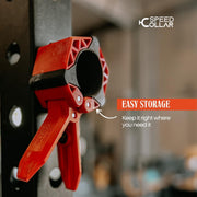 Next Gen Barbell Clips for crossfitters, Max Weight Capacity, Optimized Bar Locks for Olympic & Power Lifting (Red, Set of 2 Clamps)