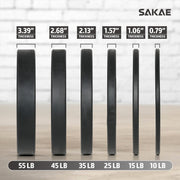 SAKAE Olympic Rubber Bumper Plates, 2-Inch Weight Plate Set with Steel Hub, Ideal for Weightlifting, CrossFit, Strength Training & Home Gym Workout, Available in Single, Pair & Sets, Multiple Sizes