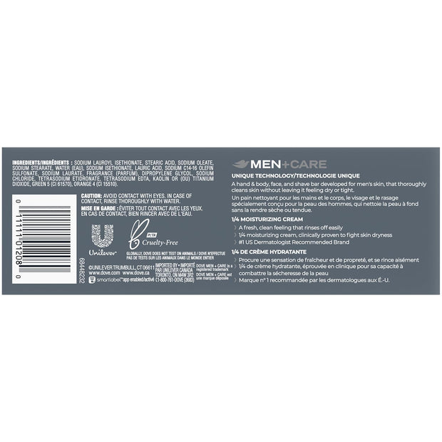 Dove Soap Bar for Men, Men+Care Extra Fresh Scent (4 Boxes/24 Bars) – Hydrating 3-in-1 Body, Hand, and Face Cleanser, 22.5 Oz Ea