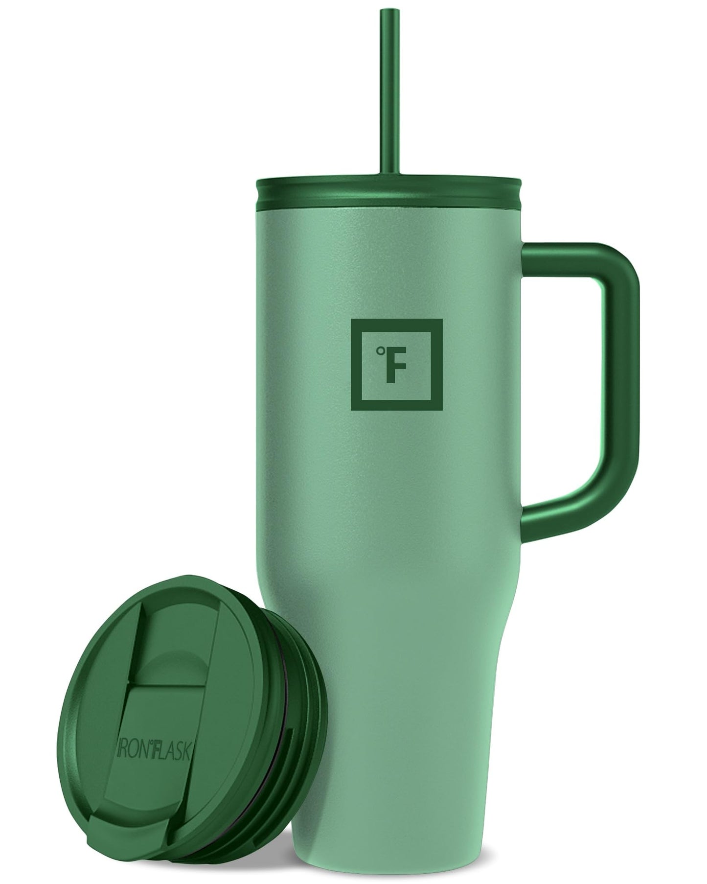 IRON °FLASK Co-Pilot Insulated Mug w/Straw & Flip Cap Lids - Cup Holder Bottle for Hot, Cold Drink - Leak-Proof - Water, Coffee Portable Travel Mug - Aurora, 32 Oz
