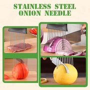 Stainless Steel Onion Slice Holder, 2025 New Onion Slice Holder for Slicing, Chopper Assistant Tool, Lemon Slicer Vegetable Cutter for Meat, Lemon, Potato, Tomato - Kitchen Gadgets (1)