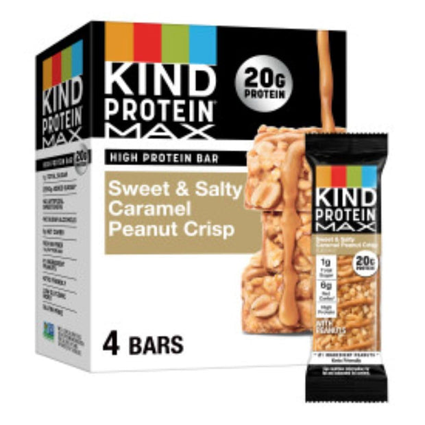 KIND Protein MAX Crispy Chocolate Peanut Butter Snack Bars, 20g of Protein, Keto Friendly, 1g of Sugar Per Bar, Gluten Free, 4 Count Box