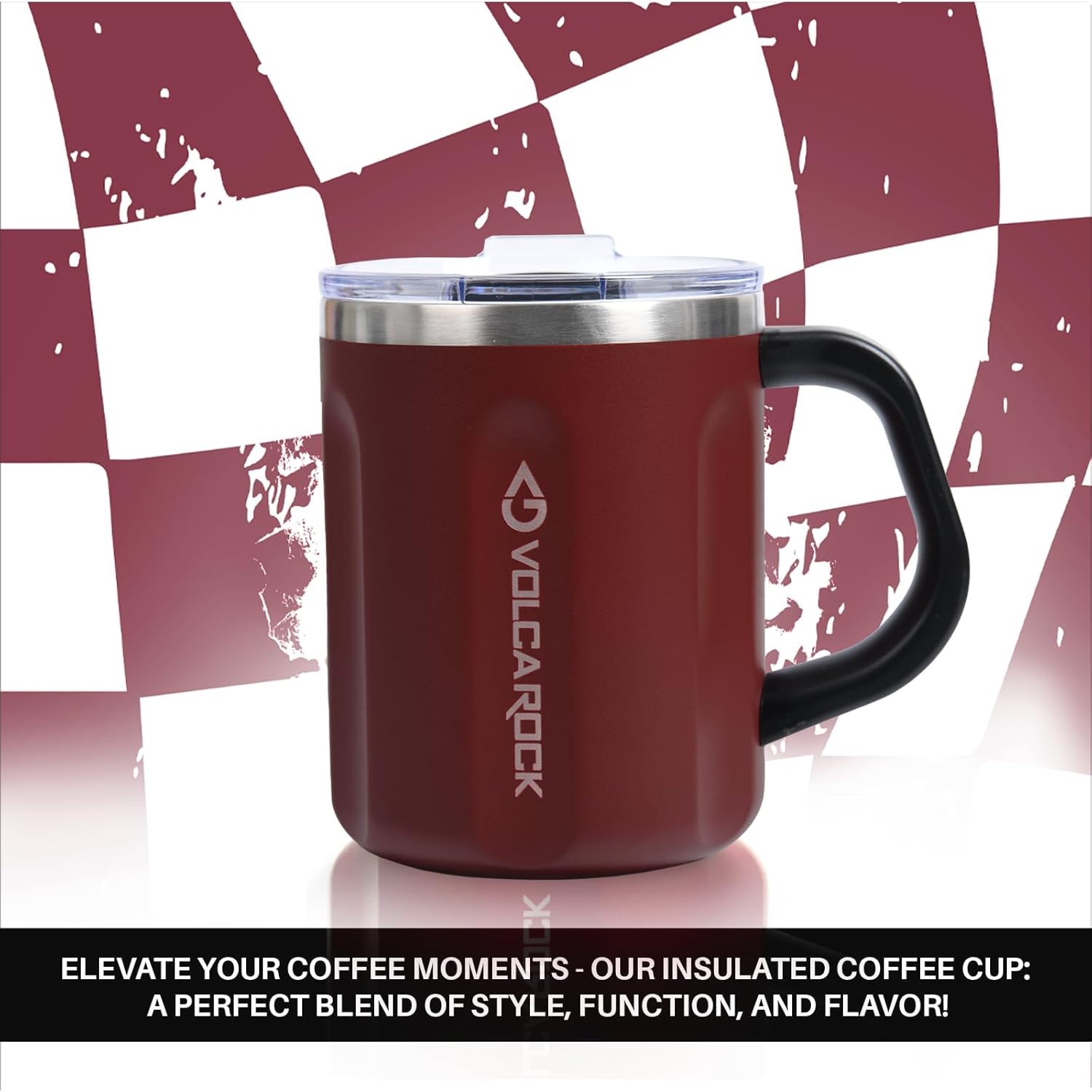 16oz Coffee Mug, Vacuum Insulated Camping Mug with Lid, Double Wall Stainless Steel Travel Tumbler Cup, Coffee Thermos Outdoor, Great for Any Beverage (Brick Red)