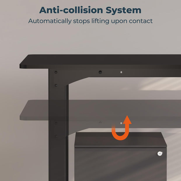 4 Legs Standing Desk, Large 79x31 Inches Electric Adjustable Height Desk with Splice Board, Stand Up Desk Home Office Computer Workstation, Black