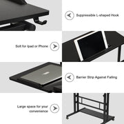 Hadulcet Stand Up/Adjustable Mobile Standing Laptop Desk - Rolling Computer Cart with Wheels & Charging Station, TV Tray, Small Drawing Desk