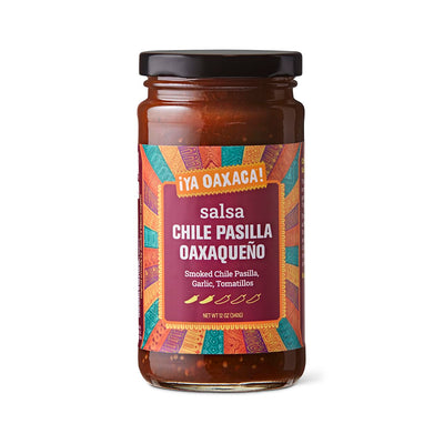 Ya Oaxaca - Mild Salsa - Chile Pasilla Oaxaqueño - Made with Roasted Tomatillos & Smoky Pasilla Peppers - Great with Chips & Guacamole or Topping Tacos - Gluten Free, Non GMO, Vegan - 12 Ounces