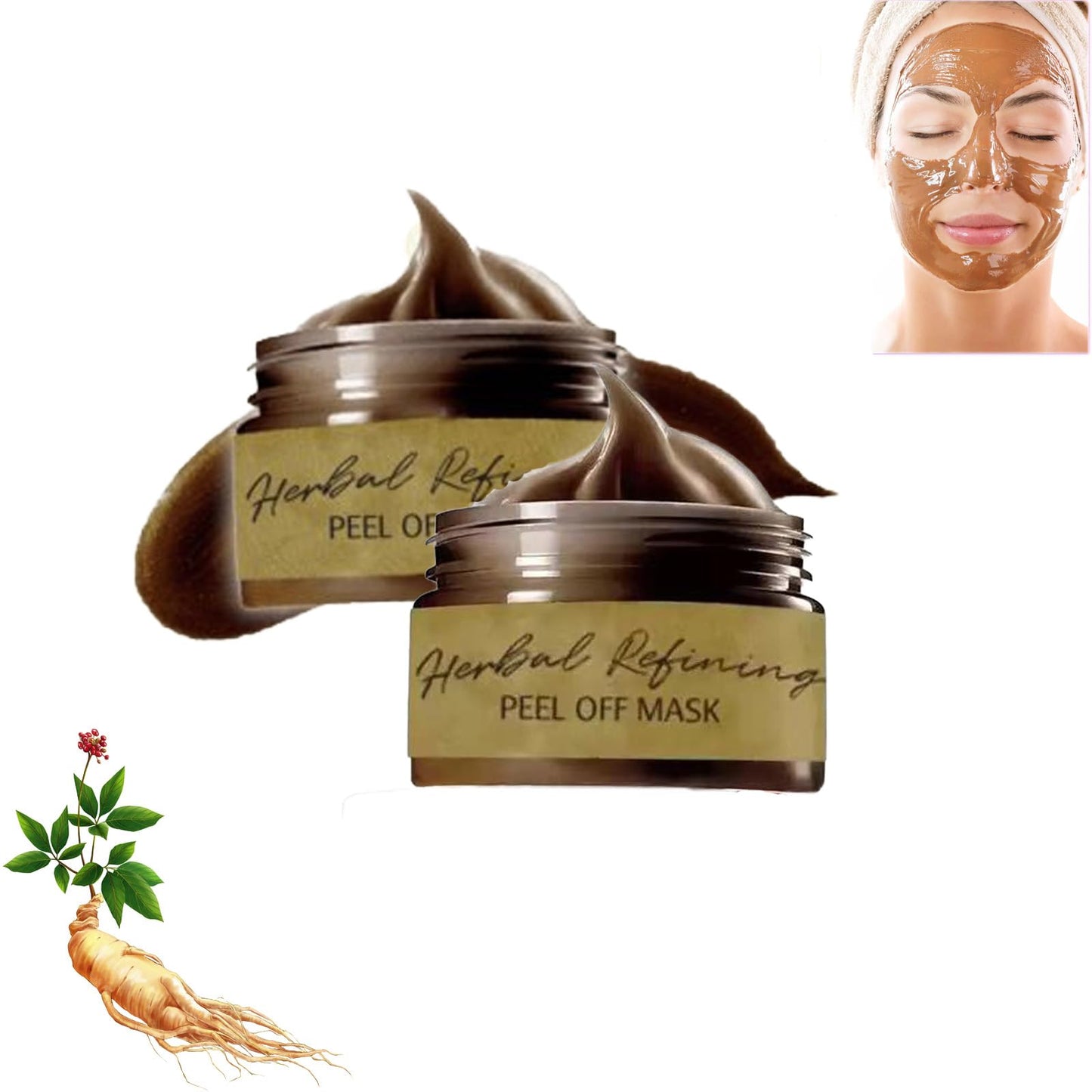 Herbal Refining Peel-Off Facial Mask,Pull-off blackhead removal mask cream (1PCS)