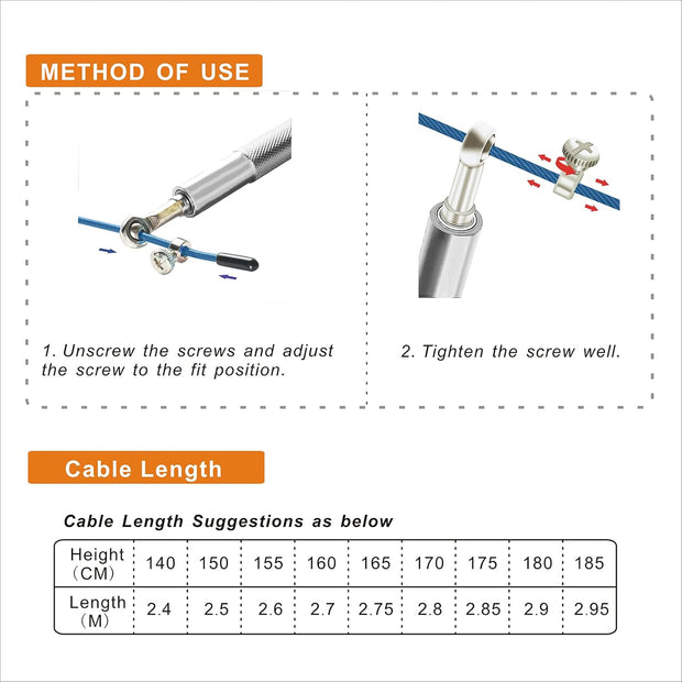 Speed Jump Rope - 360° Swivel Ball Bearing - Adjustable steel coated rope-Aluminum Anti Skipping Handle -Fitness Training Boxing Sports Exercises -Suitable for Kids and Adults