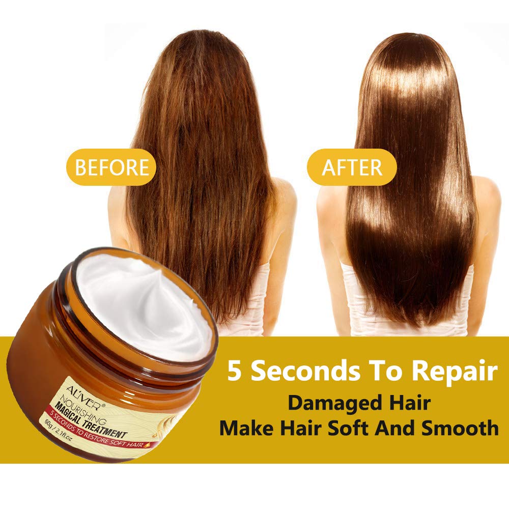 Magical Keratin Hair Treatment Oil, 2pcs Advanced Molecular Hair Roots Professtional Hair Conditioner, 5 Seconds to Restore Soft Hair, Deep Suitable for Dry & Damaged Hair-60ml