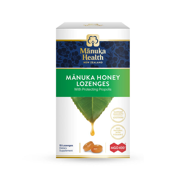 Manuka Health Manuka Honey Lozenges – 15 Lemon and Ginger Flavored Lozenges – Natural Throat Lozenges Infused with Raw Manuka Honey and Vitamin C for Immune Support