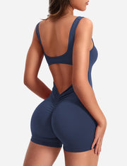 YEOREO One Piece Workout Jumpsuits for Women Backless Tummy Control Sleeveless Jumpsuits Lizvette V Back Scrunch Yoga Romper