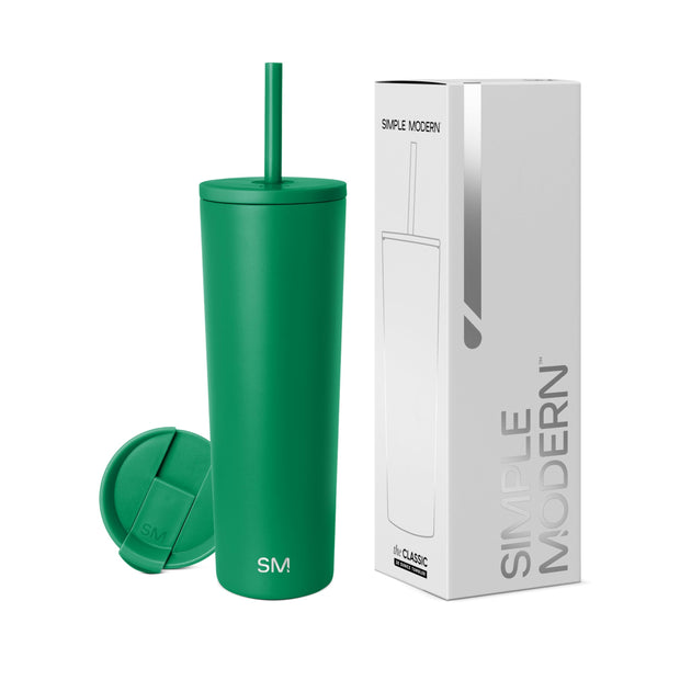 Simple Modern Insulated Tumbler with Lid and Straw | Iced Coffee Cup Reusable Stainless Steel Water Bottle Travel Mug | Gifts for Women Men Her Him | Classic Collection | 24oz | Midnight Black