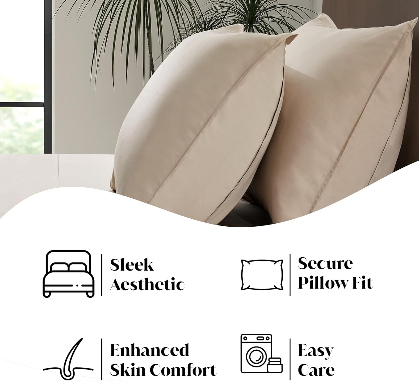 Luxury Bamboo Market | Queen Size Bed Sheet Set | 100% Viscose Made from Bamboo | Organically Grown | Ultra Soft | Cooling Sheets for Hot Sleepers | 17" Deep Pocket [Dune]