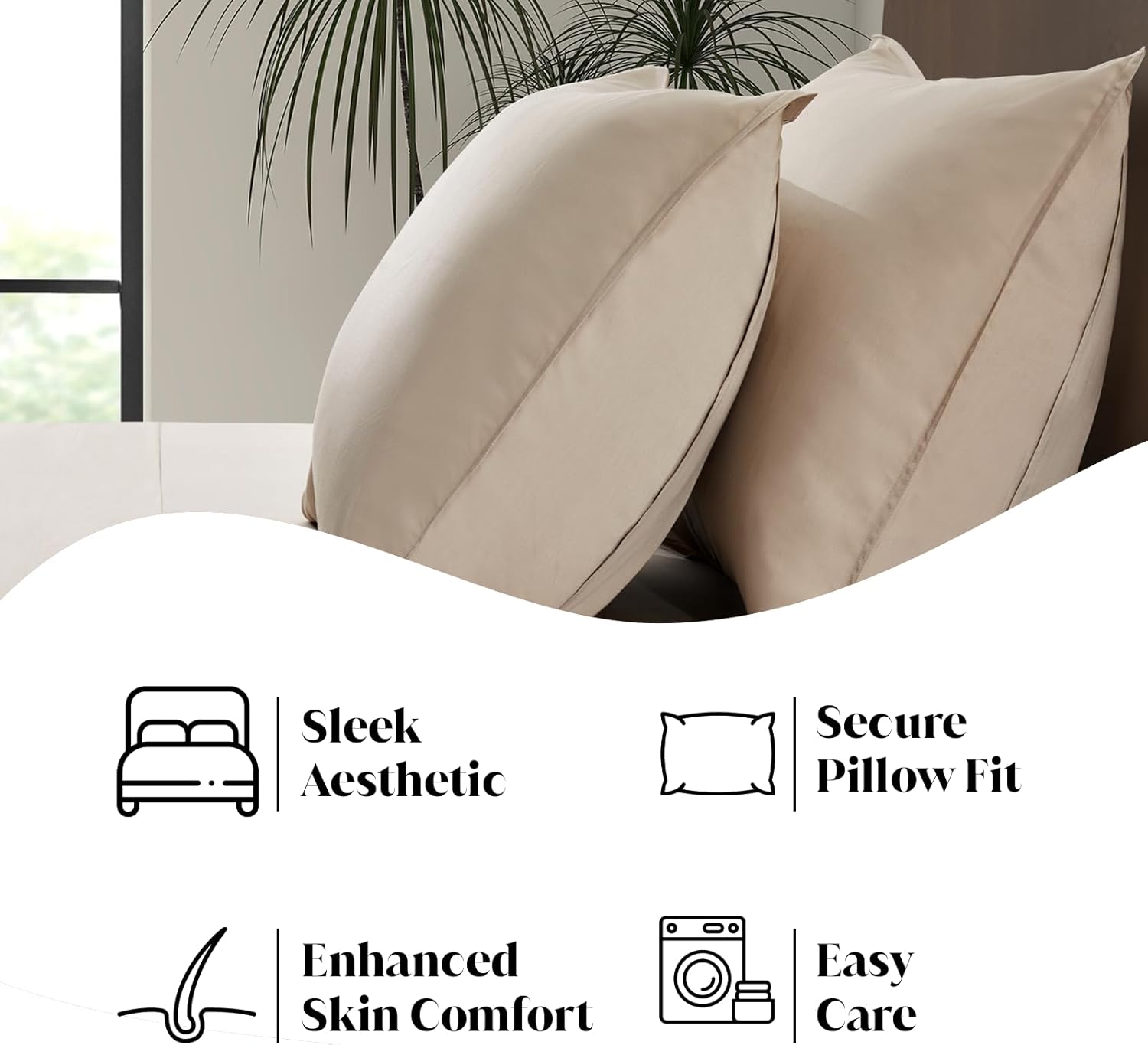 Luxury Bamboo Market | Queen Size Bed Sheet Set | 100% Viscose Made from Bamboo | Organically Grown | Ultra Soft | Cooling Sheets for Hot Sleepers | 17" Deep Pocket [Dune]
