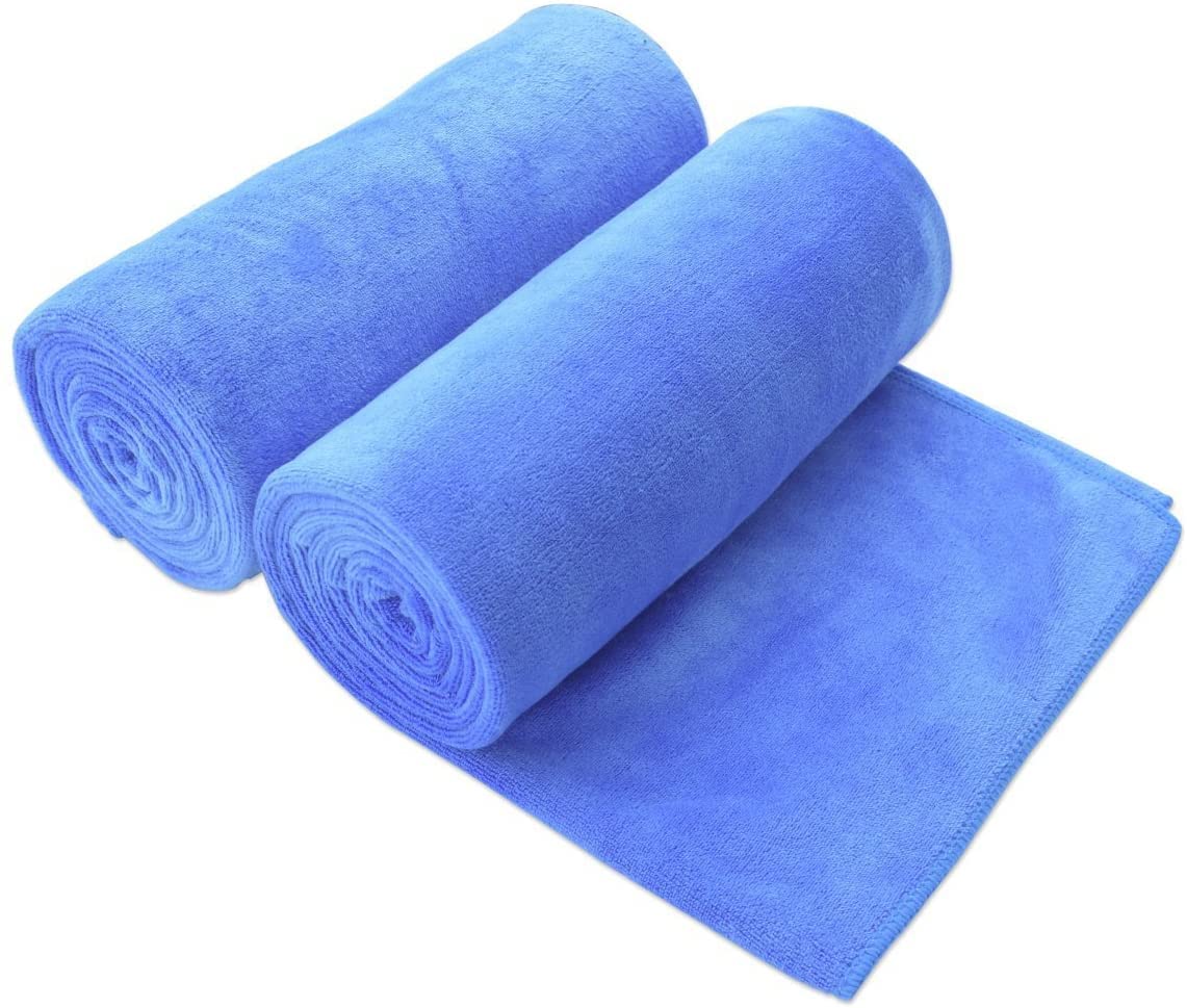 JML Microfiber Bath Towels, Oversized, Ultra Soft, Super Absorbent and Fast Drying, No Fading Large Bathroom Towel Set for Sport, Travel, Fitness, SPA and Yoga (Coral Fleece - Blue, 30 in x 60 in)