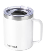 SUNWILL Travel Coffee Mug with Lid, Insulated Tumbler with Handle, 14 oz Stainless Steel Cup for Ice, Water, Tea, Rose Gold