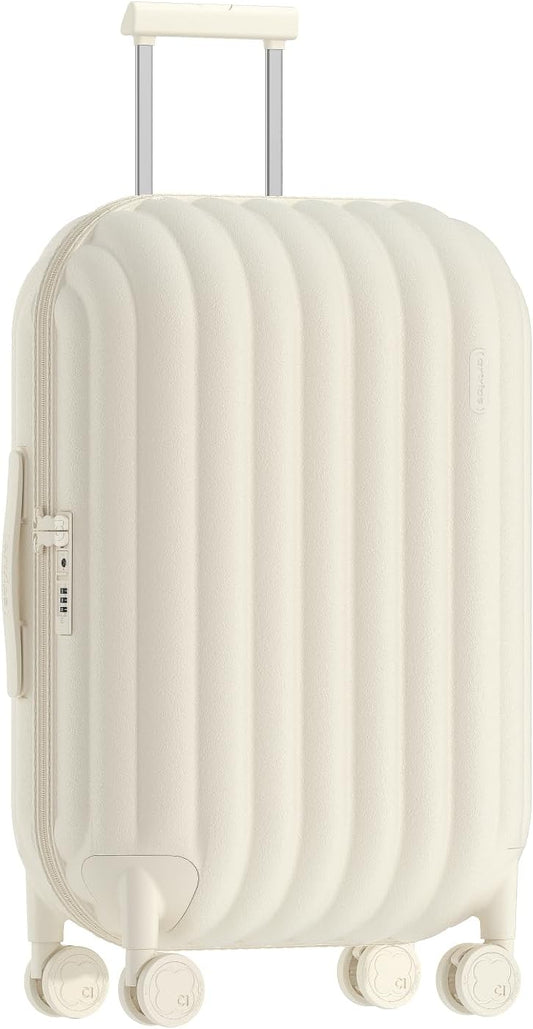 artrips Checked Luggage 24 inch,Medium Suitcase with 8 Spinner Wheels,PC Lightweight Hardside Luggage,Bread Design,TSA Lock,White,Checked-Medium 24-Inch,60L