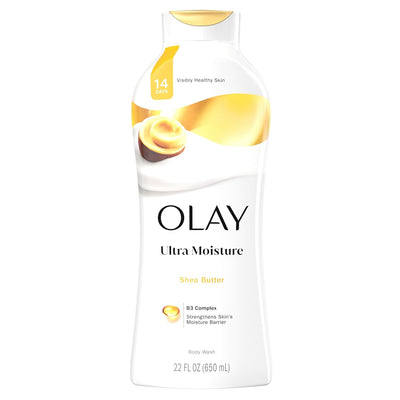 Olay Body Wash for Women, Ultra Moisture, 24hr Moisturizing, Hydrating & Refreshing, B3 Vitamin Complex, Free of Parabens & Phthalates, For All Skin Types, Shea Butter Scent, 22 fl oz