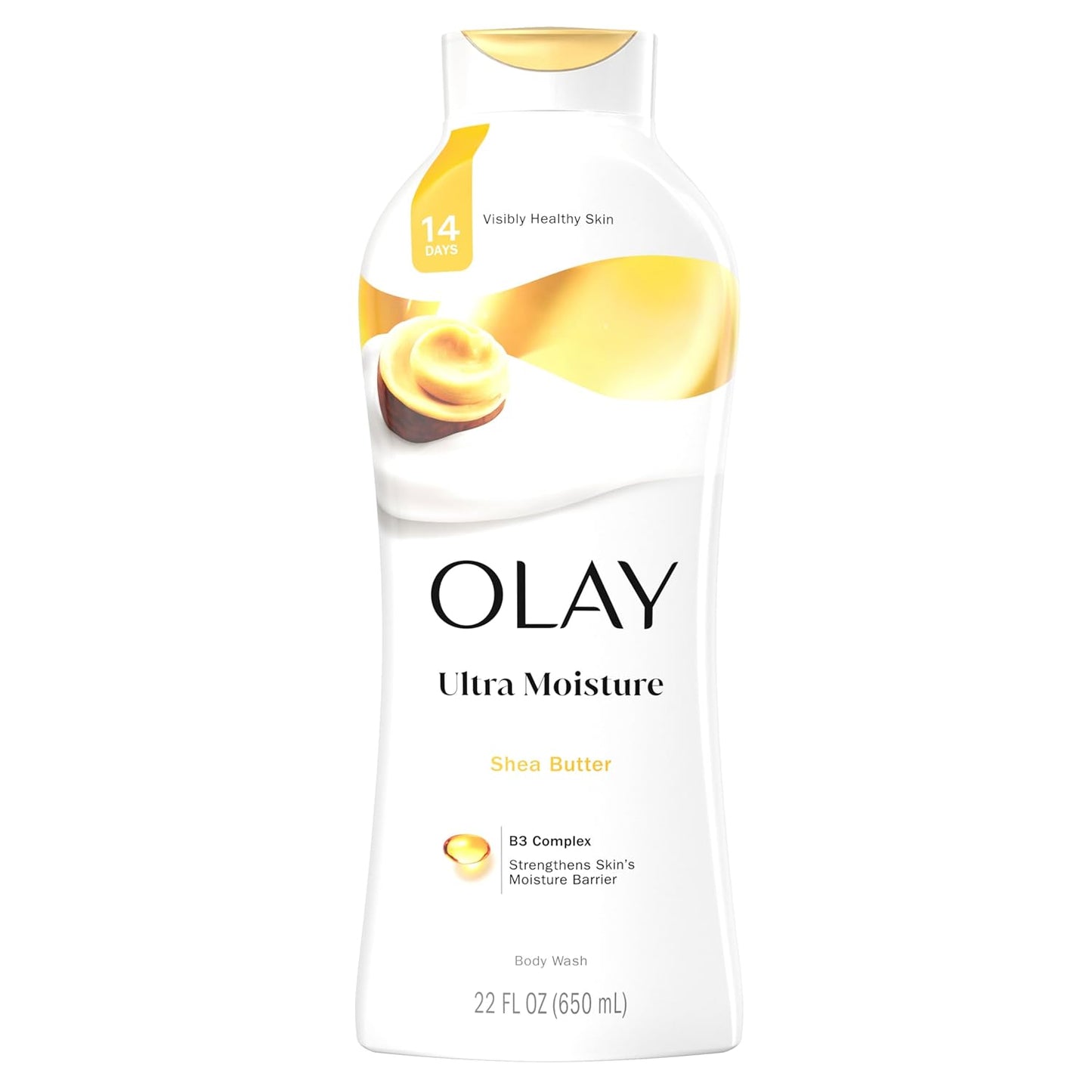 Olay Body Wash for Women, Ultra Moisture, 24hr Moisturizing, Hydrating & Refreshing, B3 Vitamin Complex, Free of Parabens & Phthalates, For All Skin Types, Shea Butter Scent, 22 fl oz
