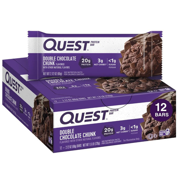 Quest Nutrition Chocolate Chip Dough Cookie Protein Bars, 21g Protein, 1g Sugar, 4g Net Carb, High Fiber, Gluten Free, Keto Friendy, 12 Count