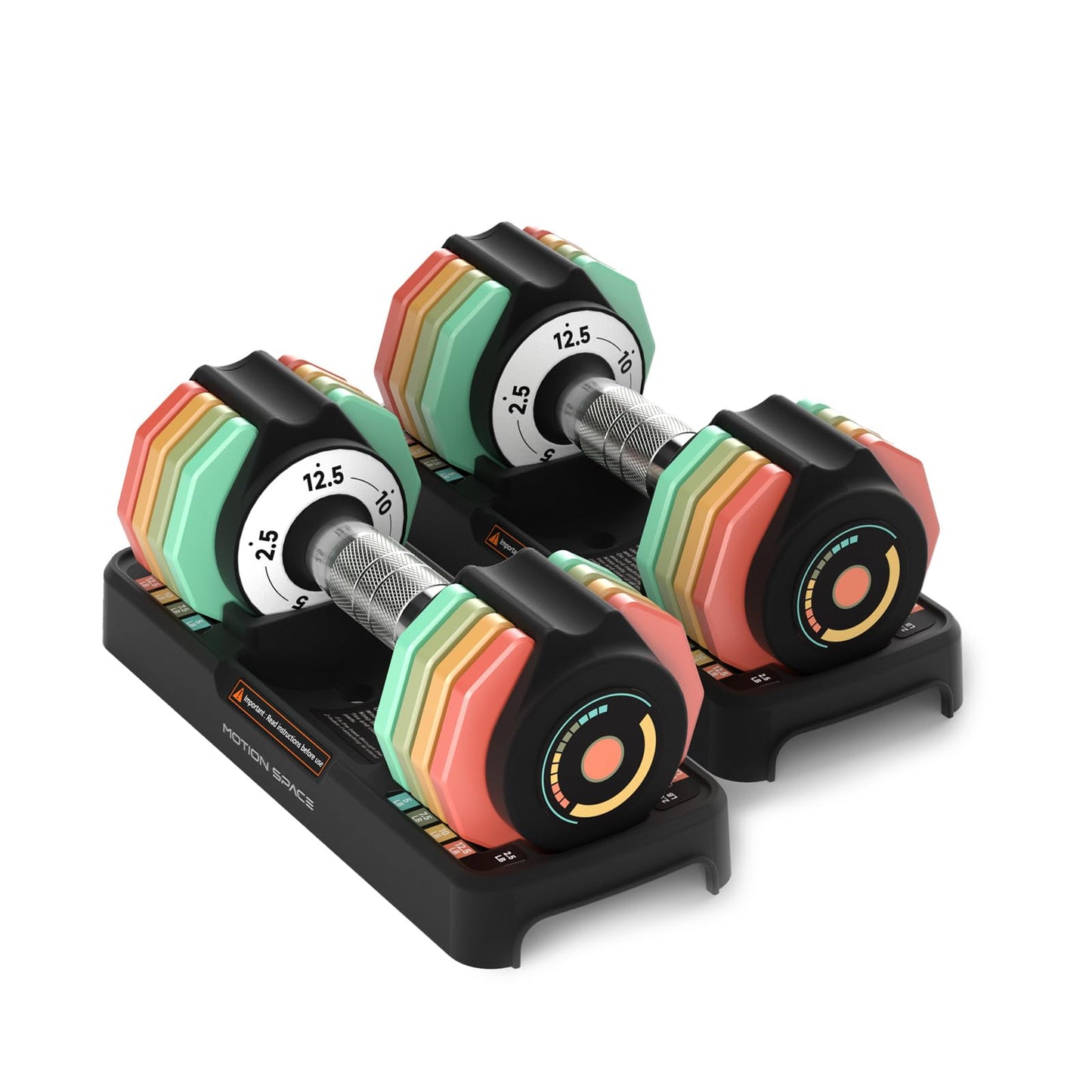 Adjustable Dumbbells Set 12.5LB/22.5LB Pair, 1-Sec Fast Adjustable 5 Weights by Turning Handle, Premium Comfort Non-slip Metal Dumbbells with Tray, Compact Size for Full Body Home Workout