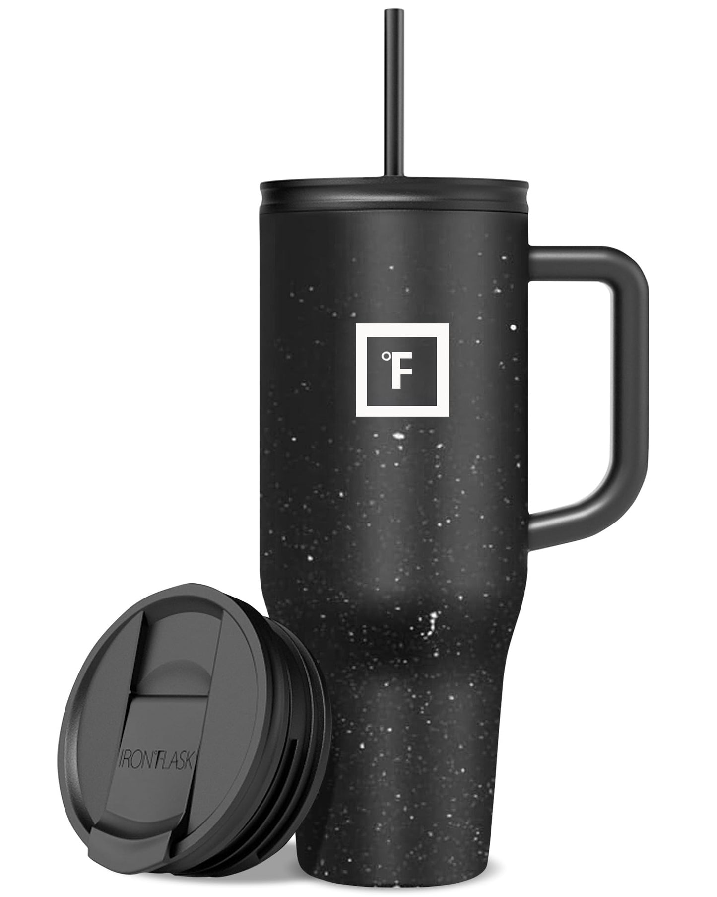 IRON °FLASK Co-Pilot Insulated Mug w/Straw & Flip Cap Lids - Cup Holder Bottle for Hot, Cold Drink - Leak-Proof - Water, Coffee Portable Travel Mug - Aurora, 32 Oz