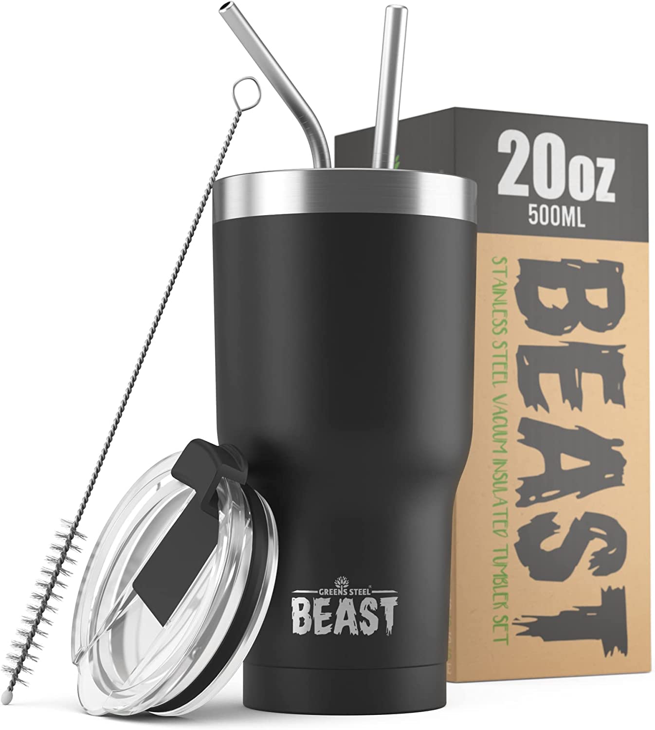 Beast 50 oz Tumbler Stainless Steel Vacuum Insulated Coffee Ice Cup Double Wall Travel Flask (Arctic White)