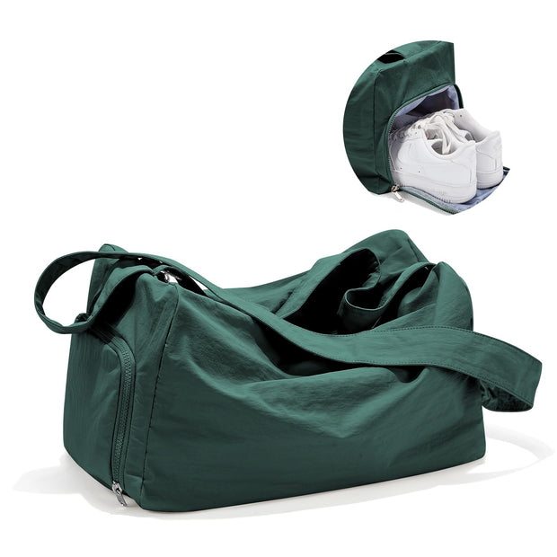 Small Gym Bag with Shoe Compartment, Workout Sport Duffle Bag for Women Travel, Waterproof Shoulder Overnight Bags Lightweight Carry on Tote Bags for Swim, Yoga, Dance