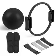 Pilates Essential Kit - Portable Fitness Equipment - with Toning Pilates Ring & Long Resistance Bands & Loop Bands & Soft Ball & Grip Socks