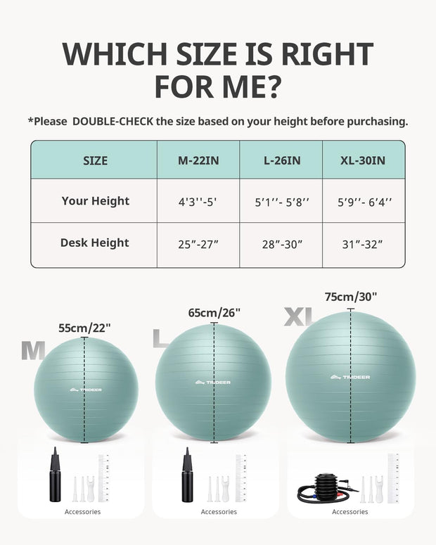 Trideer Yoga Ball – Anti-Burst Exercise Ball for Pregnancy, Office, Birthing, Stretching & Core Workout – Home Gym & Therapy