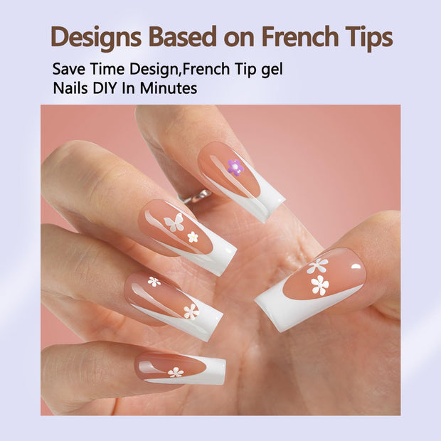 Misssix Deep French Gel Nail Tips, 150Pcs French Tip Press on Nails Long Square Brown, No Need to File 3 in 1 Tips Pre-lasting, Fake Nails for Nail Art DIY 15 Sizes