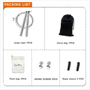 Speed Jump Rope - 360° Swivel Ball Bearing - Adjustable steel coated rope-Aluminum Anti Skipping Handle -Fitness Training Boxing Sports Exercises -Suitable for Kids and Adults