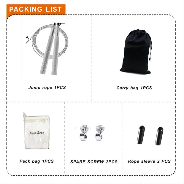 Speed Jump Rope - 360° Swivel Ball Bearing - Adjustable steel coated rope-Aluminum Anti Skipping Handle -Fitness Training Boxing Sports Exercises -Suitable for Kids and Adults