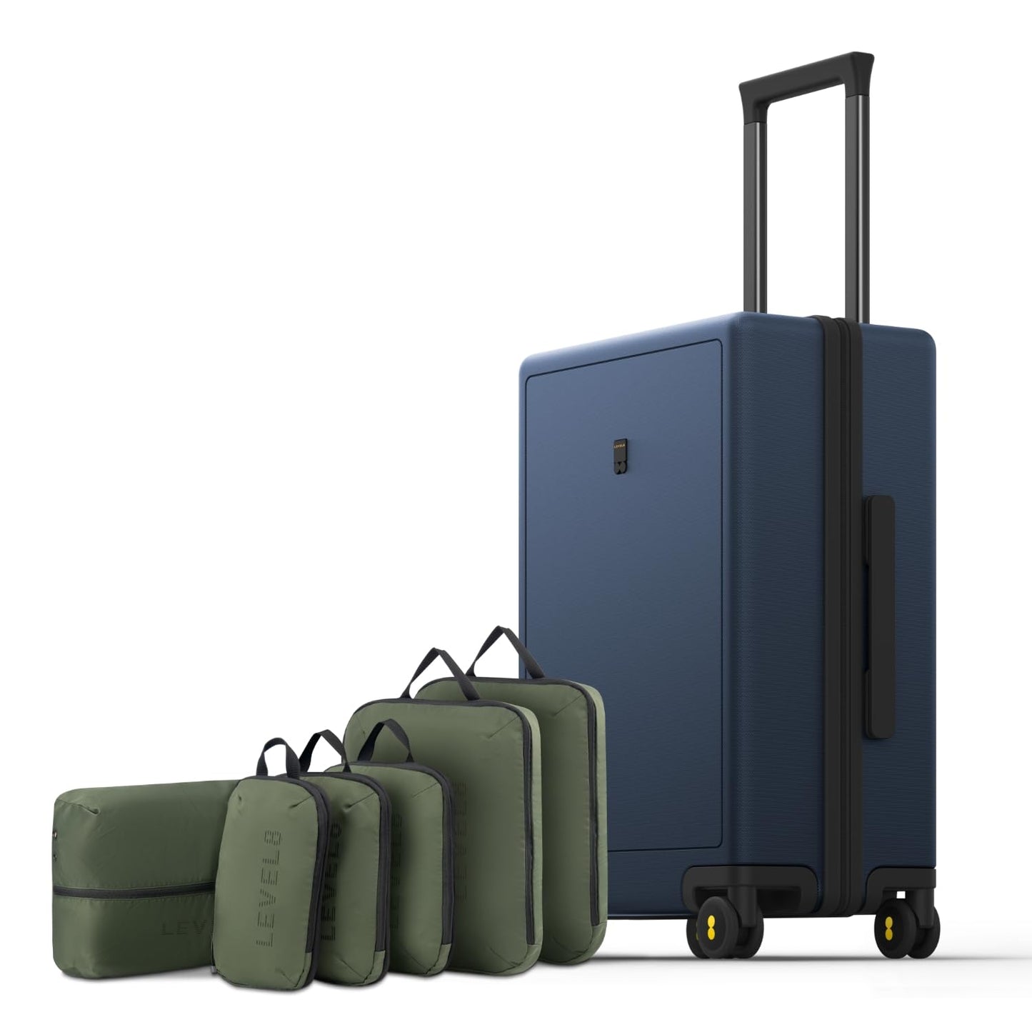 LEVEL8 Trunk Luggages, Large Suitcase 28 Inch Luggage with Spinner Wheels, Luminous Textured Checked Lightweight Hard Shell with Tsa Lock, Black