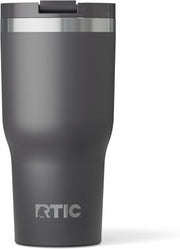 RTIC 30oz Essential Tumbler with Lid, Insulated, Stainless Steel, Metal, Double Wall Vacuum-Insulation, Ceramic Lined, Travel Cup for Iced Coffee, Tea, Hot and Cold Drink, Graphite