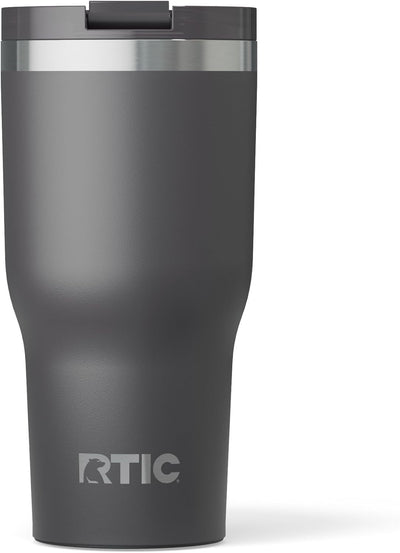 RTIC 30oz Essential Tumbler with Lid, Insulated, Stainless Steel, Metal, Double Wall Vacuum-Insulation, Ceramic Lined, Travel Cup for Iced Coffee, Tea, Hot and Cold Drink, Graphite