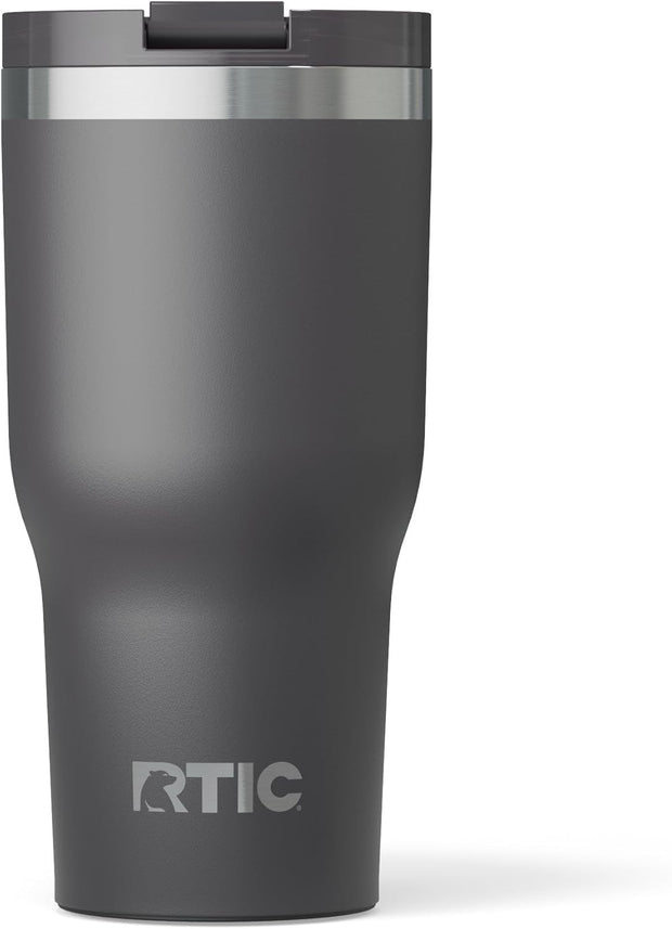 RTIC 30oz Essential Tumbler with Lid, Insulated, Stainless Steel, Metal, Double Wall Vacuum-Insulation, Ceramic Lined, Travel Cup for Iced Coffee, Tea, Hot and Cold Drink, Graphite